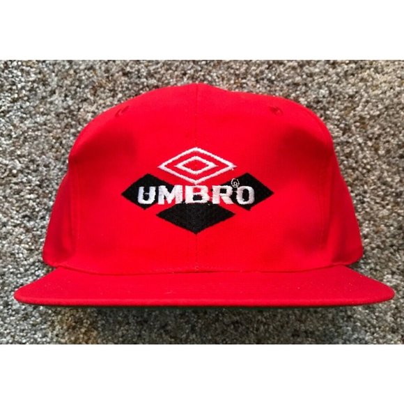 Vintage 90's Deadstock Umbro Soccer Red Adjustable Snapback Hat Cap OSFA Nylon - Picture 7 of 7